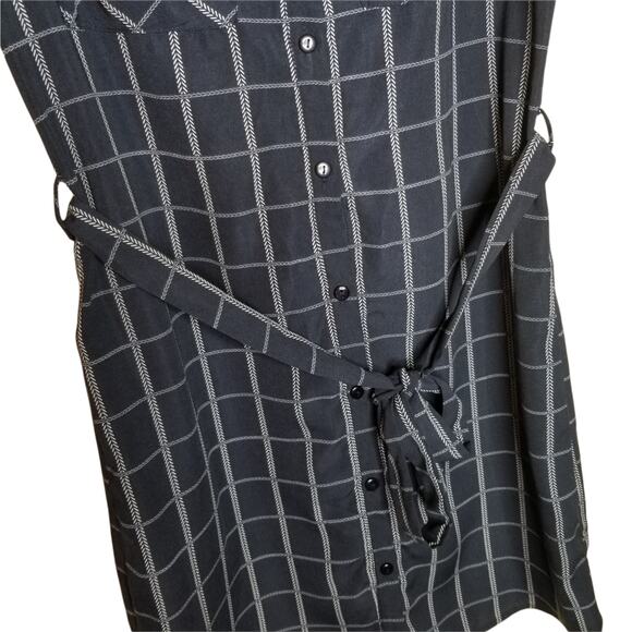 Monteau Los Angeles Blue Plaid Button Down Short Sleeve Dress Size Small - Picture 3 of 6